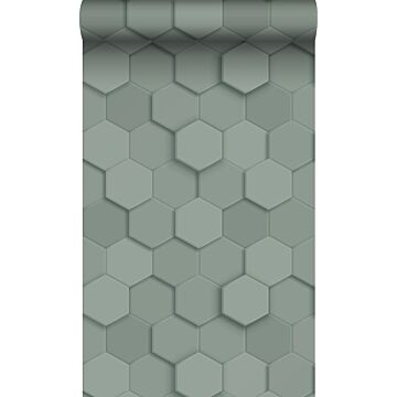 Öko-Strukturtapete 3D Wabenmuster Graugrün