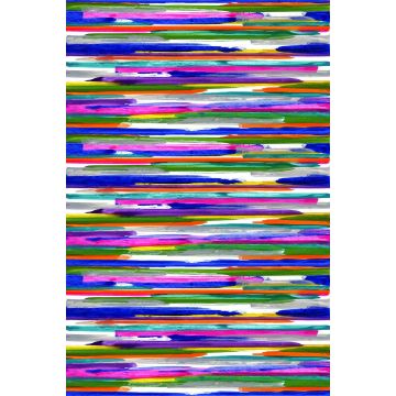 Fototapete horizontal gemalte Streifen Lila, Rosa, Blau, Gelb und Grün